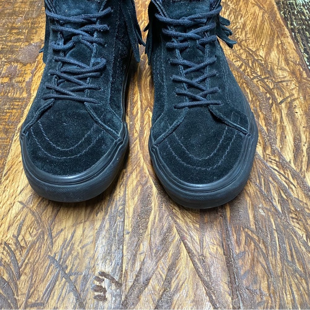 Vans Sk8 Hi Moc Black Suede Fringe Moccasin Skate Sneaker Trainers Shoes Sz 6.5 - Picture 4 of 11
